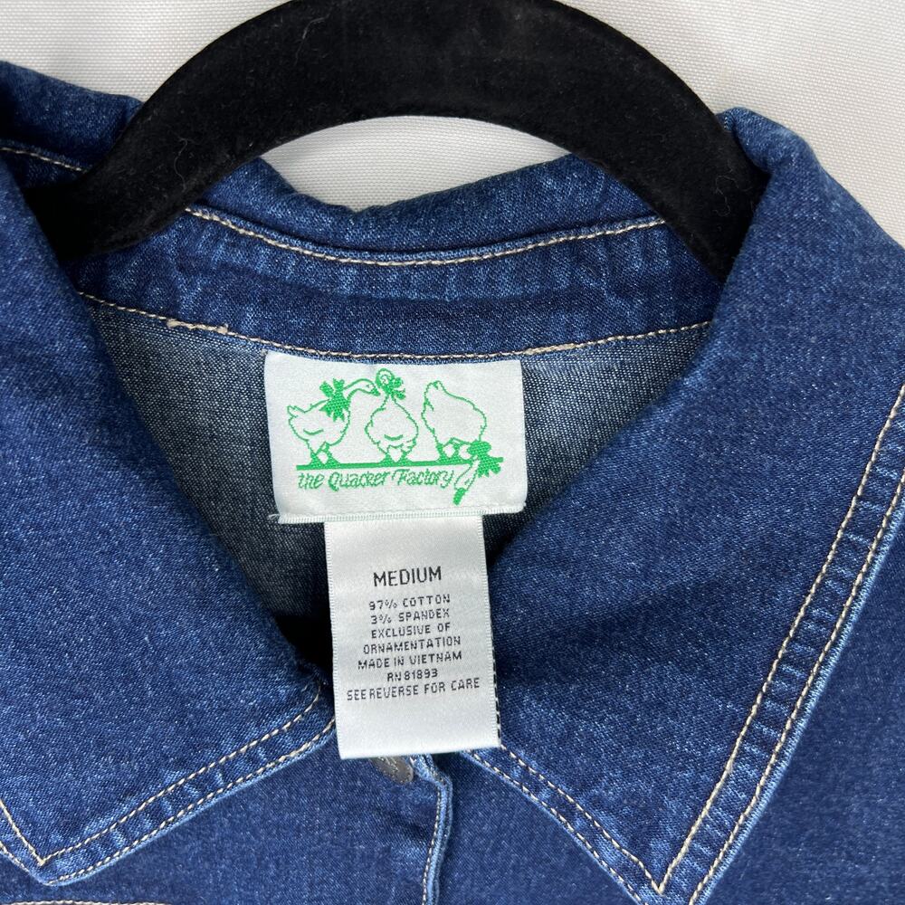 Quacker Factory Denim Blue Jean Jacket Woman’s Size Medium Embellished Stars - Picture 6 of 10
